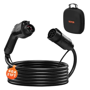 VEVOR EV Charger Extension Cable,  40Amp 21 ft J1772 Extension Cord Compatible with 120V-240V SAE J1772 Electric Vehicle Chargers, Level 1/Level 2 IP66 Heavy Duty Car Charging Cable with Carrying Bag