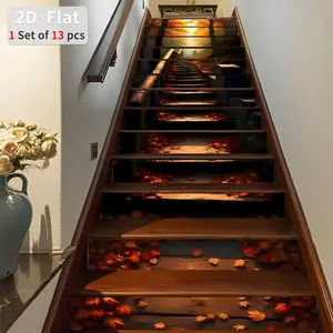 Geometric Pattern Stair Sticker, 13pcs/set Waterproof Self Adhesive Stair Sticker, Removable Wall Sticker for Home Decor