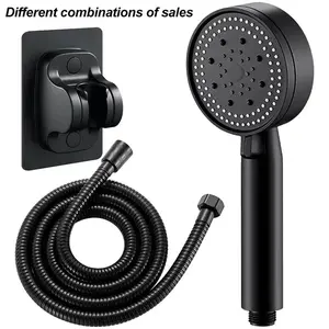 3pcs Handheld Shower Head Set, 5 Mode High Pressure Shower Head with 1.5m Hose, Punch-Free Bracket, Bathroom Supplies