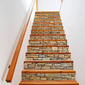 Stone Brick Pattern Stair Sticker, Self-adhesive Stair Tile Sticker, Waterproof Removable Wall Sticker, Universal Decorative Sticker for Home, Adhesive Stickers, Tiles Sticker