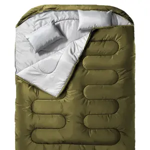 Double Sleeping Bag for Cold Weather, Includes Two Pillows, Adult Outdoor Waterproof, Thickened Insulated, Portable, Fall Winter Camping