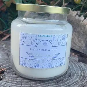 Shamara's Lavender & Oud 16 oz Coconut Wax Candle Calming Spa Aromatherapy Gift for Relaxation