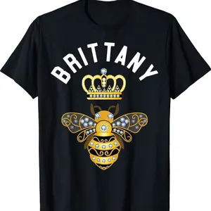 Brittany Name Brittany Birthday Queen Crown Bee Brittany T-shirt