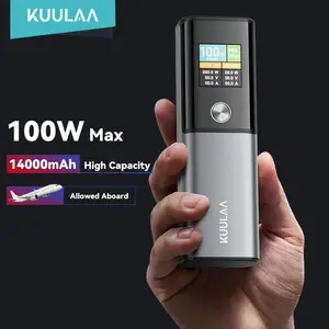 KUULAA Laptop Power Bank 14000mAh USB C 100W Fast Charging with 100W Cable for Free, 100W Powerbank Fast Charge for Laptop Notebook, Smart Digital Display Portable Charger for Mobile Phones Power Adapter