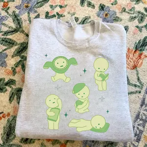 Cute Smiski Shirt Y2K 90s Homebody Club Graphic Tee Smiski Comfort Colors Oversized T-Shirt Kewpie Cherub Sonny Angel Lover Gift Green Guy