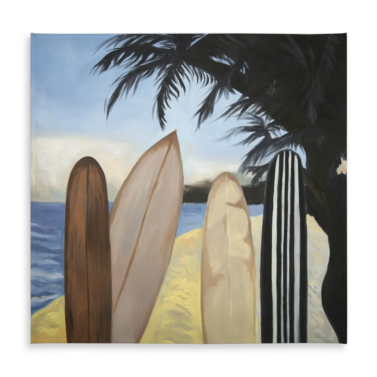 Begin Home Decor C1TC58581L10R5 58x58 in. Beach-Inspired Surfboards Tablecloth - Tropical Outdoor Tablecloths, Easy-to-Clean, Fade-Resistant American Hobbies Indoor-Outdoor Decor