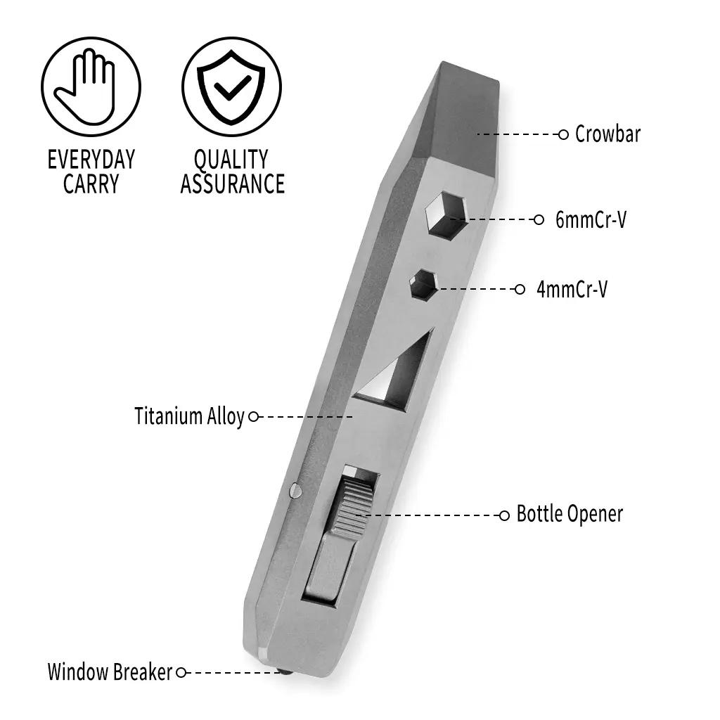 TGZUO Titanium Crowbar, 3.94in Portable Pocket EDC Multi Tool, Multipurpose Hand Tool, 1pc, Edc Multi Tools, Multipurpose Tool