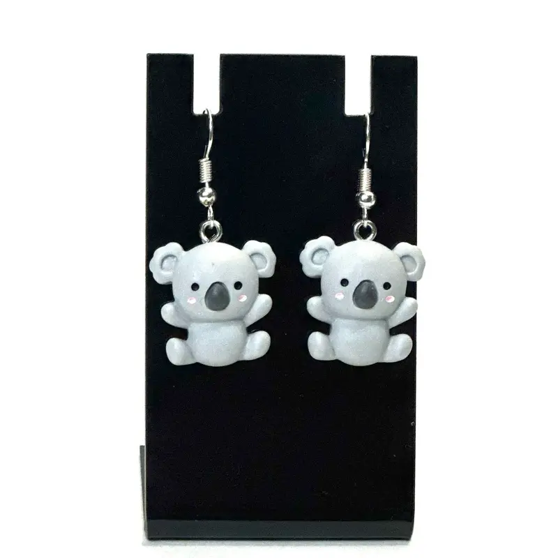 Cutesy Koala Hook Earrings - Dainty and Cartoony