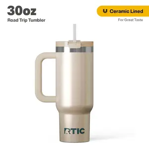 RTIC 30oz Ceramic Lined Road Trip Tumbler with Leak-Resistant Straw Lid Double-Wall Vacuum-Sealed Insulation Dishwasher Safe 18/8 Recycled Stainless Steel