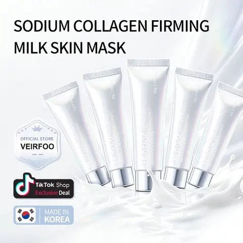 Korean Brand VEIRFOO DNA Sodium Collagen PDRN MilkVeil Calming Mask -65g x 5 tubes, Relieve Sensitive Redness Dry Itch