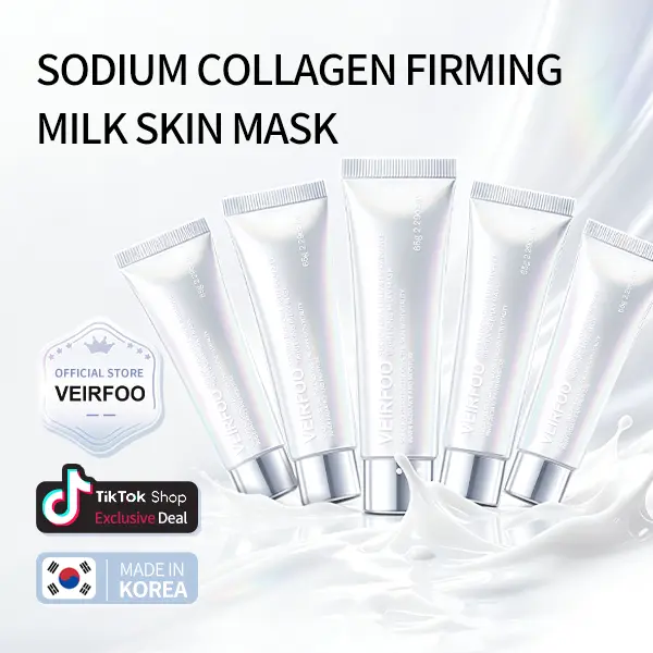Korean Brand VEIRFOO DNA Sodium Collagen PDRN MilkVeil Calming Mask -65g x 5 tubes, Relieve Sensitive Redness Dry Itch