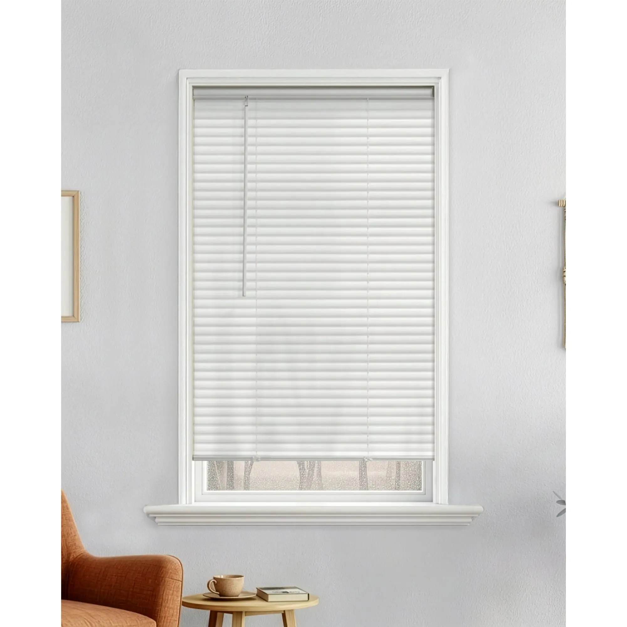 Cordless Vinyl Light Filtering Blinds, 1 Inch Slats, White, 35" W x 64" L, Child & Pet Safe Easy-Install Window Shades