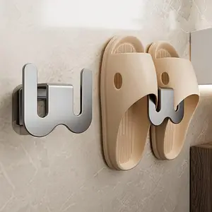 2pcs Bathroom Slipper Rack, Punch-free Wall Hanging Toilet Rack, Shoe Storage Behind The Toilet Door, Hanging Draining Rack, Storage Artifact, Bathroom Accessories
