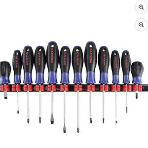 WORKPRO 12-Piece Magnetic Screwdrivers Set with Organizer,Flat Head/Slotted/Phillips/Torx Screwdriver Tools Set,Chrome Plating CR-V Shanks, Non-Slip Handle