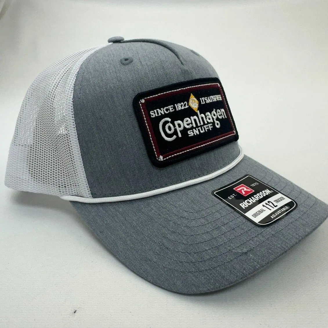 Richardson 112 Gray & White Mesh Snapback Trucker Hat with Embroidered Patch
