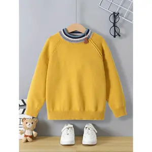 Kids' Sweater Boys' Korean Version New Warm Pullover Fashionable Thickened Baby Knitwear Autumn and Winter