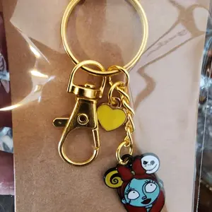 Swivel Snap Hook and Split Key Ring Keychains Halloween & Christmas Jack & Sally Enamel Charms Keychains
