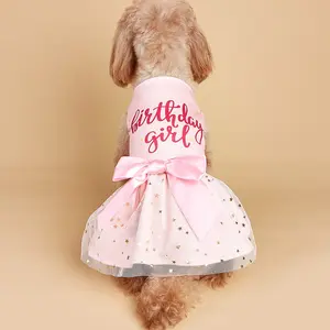 Dog Dresses Slip Sundress with Birthday Tulle Puppy Skirt Beachwear Tutu Costume for Poodle Birthday Parties Photography Clothing