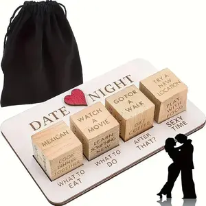 Wooden Dice Game Set for Couples - This portable and creative wooden dice game set is a perfect party gift. The set includes a storage bag (containing 5 dice).