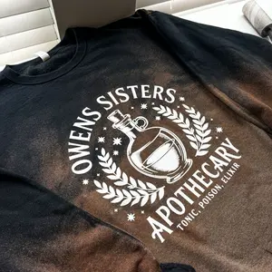 Owens Sisters Apothecary Reverse Dye Sweatshirt – Practical Magic Inspired Halloween Sweater