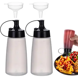 Sauce Bottles Wide Mouth, Condiment Squeeze Bottle Condiment Bottles Squeeze Bottles Plastic Ketchup Liquid Dispenser Set Squirt Bottles for Kitchen Arts and Crafts 2 Pack,300ml/10oz