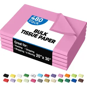 Pink Tissue Paper for Gift Bags - 20" X 30" Bulk Tissue Paper Pink 480 Sheets - 10lb Newsprint for Packing, Birthday Gift Box Filler, Packing Supplies for Moving Supplies