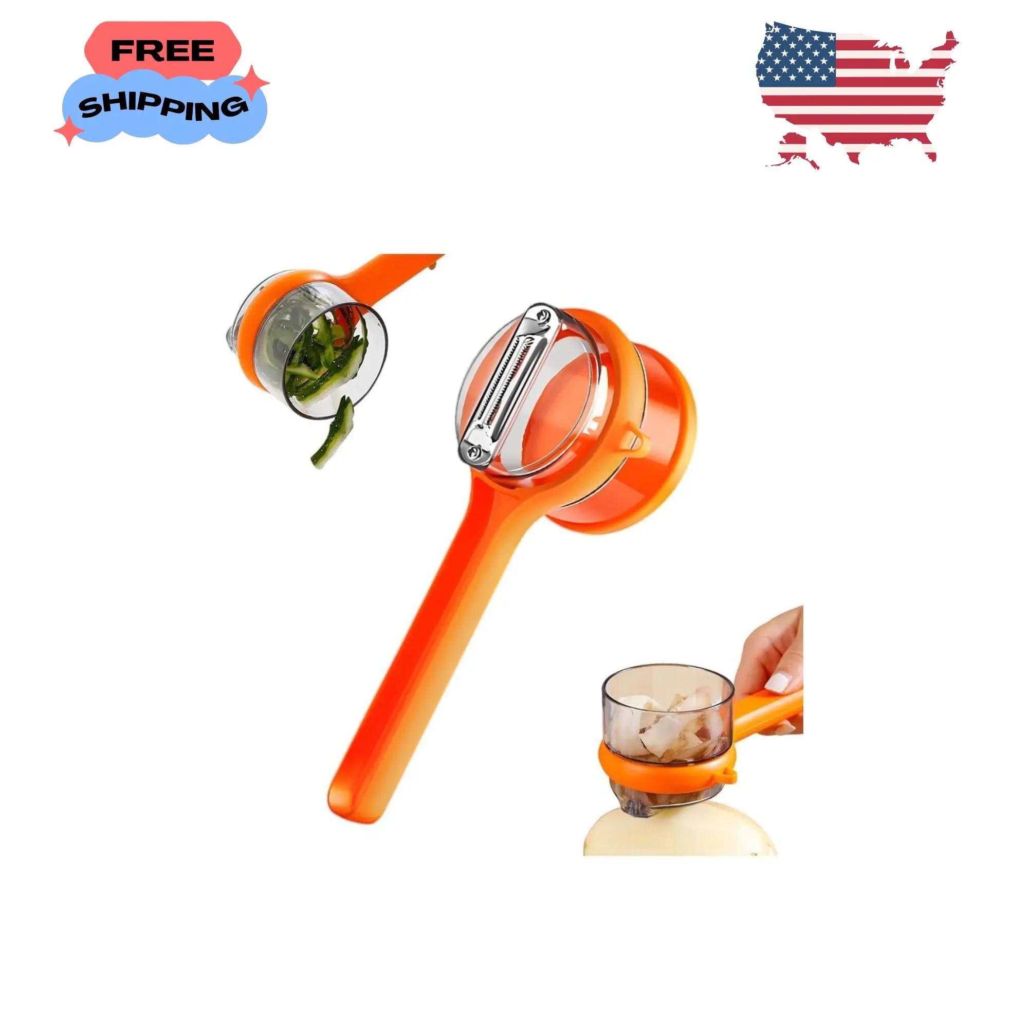 Fruit and Vegetable Peeler with Storage Box,Peeler Orange