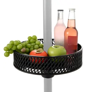 COSTWAY - $37 Only! Adjustable Patio Umbrella Table Tray with Storage and Umbrella Poles