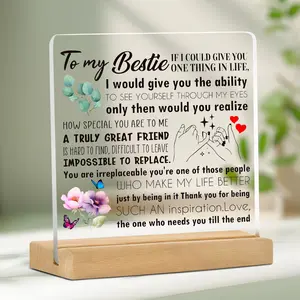Gift for Best Friend, Unique Friendship Gift for Women, Birthday Present for Close Friends, Thank You Gift with Acrylic Sign and Wooden Base, Wooden Home Sign