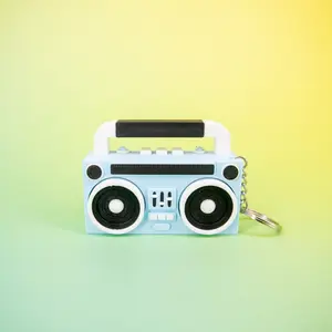 Clickie Boombox Keychain Fidget 3D Printed Fidget with Keyring - Blue Retro Design for Relaxation and Fun