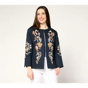 Dennis Basso Floral Embroidered Jacket