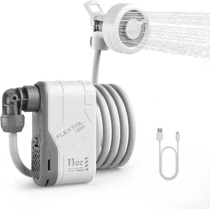 FLEXTAIL MAX SHOWER 11oz Portable Rechargeable Instant Outdoor Camping Shower with USB-C, Shower Pump for Hiking, Car Wash, Pet Cleaning, Beach Vacations Hiking Essentials Travel Accessories
