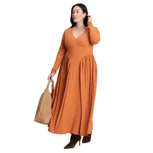 ELOQUII Women's Plus Size Plunge Neck Knit Dress