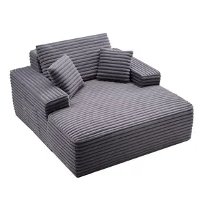 SummerWinsVEVOR Chaise Lounge Chair, 48 in Boneless Chaise Lounge Indoor, Modern Upholstered Oversized Reading Chair with Throw Pillows Armrests, Sofa Couch Deep Seat Sleeper for Living Room, Bedroom, Balconydealsforyoudays
