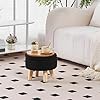 Ottoman Stool with Soft Teddy Velvet,Hidden Storage + Solid Wood Legs,Multi-Use Footstool,Seat for Small Spaces,HomeDecor,StorageHacks