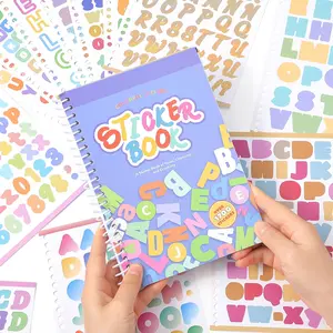 30 Sheets Cartoon Spiral Sticker Book With Tweezer - 1700+ Cute Floral Decals, Alphabet Stickers & Writable Labels - Perfect For Planners, Journals & DIY Crafts - Great For Home Office, Scrapbooking & Art Projects