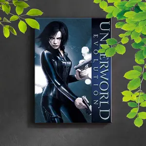 Horror Theme Canvas Art Print, Framed Leather Man Holding Guns, 12x16 Inch Wall Decor for Bedroom Office Living Room Bar Home