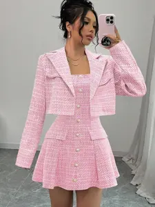 🤍 Elegant Diva Dress Suit – Strap Mini Dress and Short Blazer Set, Luxury Feminine Boss Babe Outfit for Party & Formal Events 💎