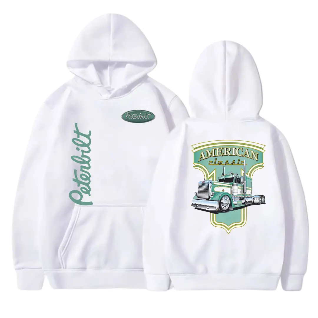 Men's Peterbilt Vintage Truck Graphic Hoodie - Menswear Casual Outdoor Pullover, Comfy Unisex OOTD Tops, Streetwear Highway Rig Hoodie/Jumper, Halloween, Long Sleeve, Christmas, Party, Thanksgiving, Casual Ootd, Outdoors, Easter, Digital Print, Graphic Pr