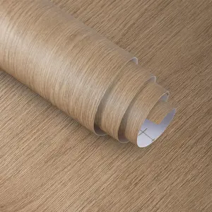 Light Brown Oak Wood Wallpaper Peel and Stick Wood Contact Paper 15.74"x196" Removable Waterproof Vinyl Wood Grain Contact Paper for Cabinets Table Furniture Counter Shelves Door Frame Wood Paper Roll