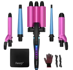 Farery Waver Curling Iron Set, 5 in 1 Curling Wand Set (0.35-1.5 inch), Instant Heat Up, 5 Adjustable Temperature for Short to Long Hair