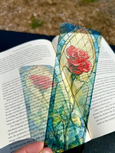 Stained Glass Rose bookmark — gothic romantic art nouveau gift for book lovers