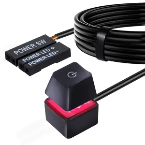 External PC Power  with 2M , Mini  Power Button with Reset  & RGB Gradient Light, 1.5cm Thin Desktop  Off  with Splitter Adapter for PC Case-M20