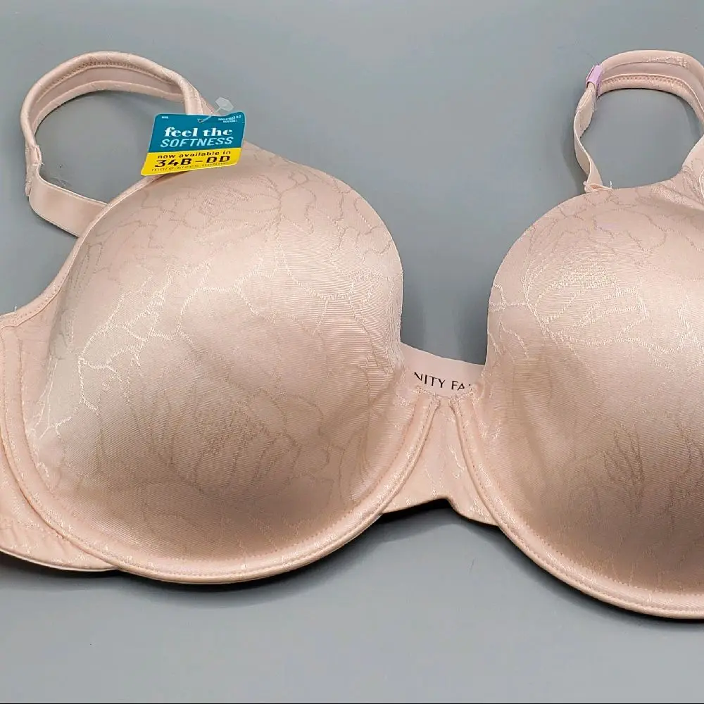 VANITY FAIR 40D BODY SHINE  STRETCH CUPS FLEX TO FIT  T-SHIRT BRA UNDERWIRE, BEIGE