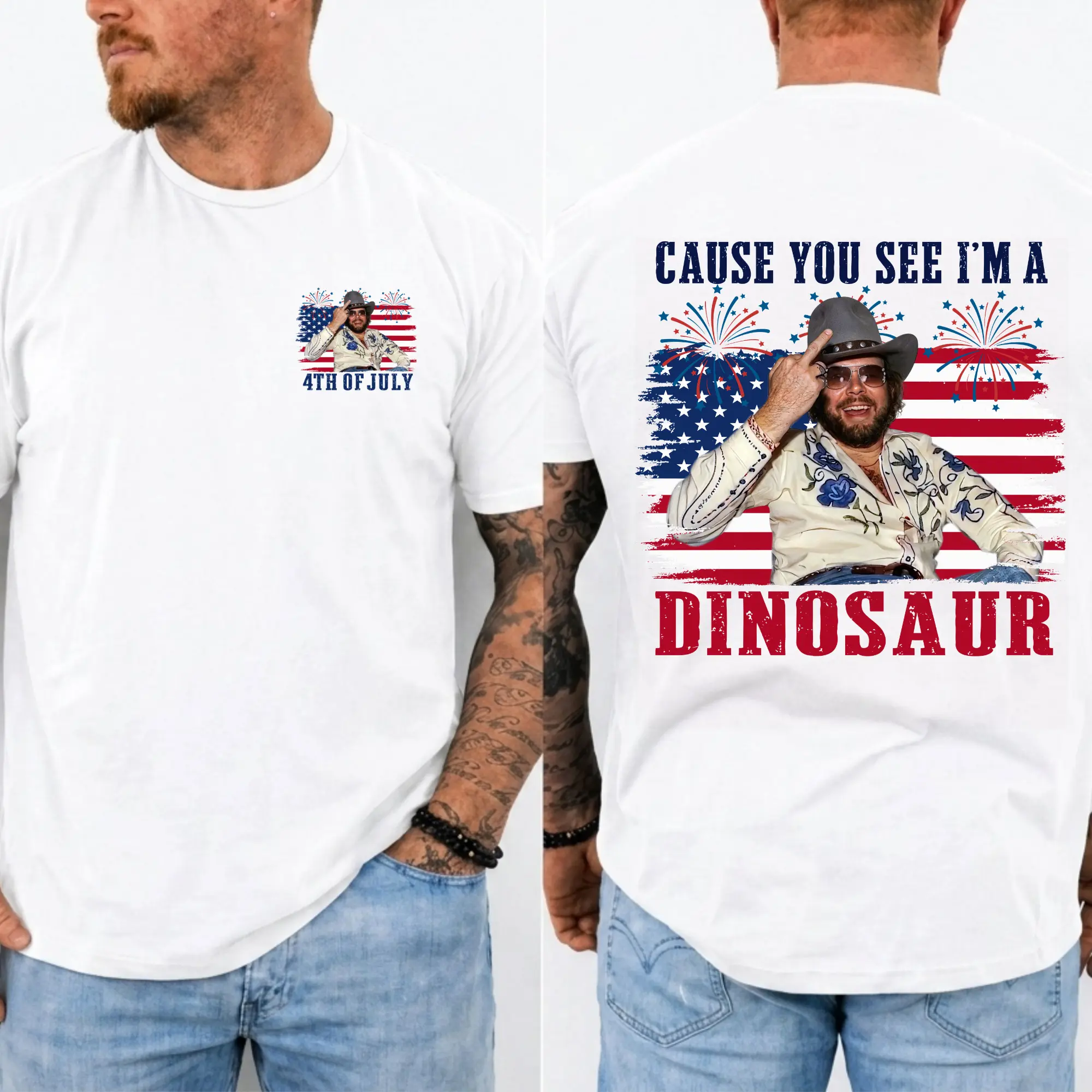 Din0saur H.ank Wi.lliams Jr.Bocephus Western Shirt, 4th Of July shirt, Funny Cowboy Quote Shirt, Country Music Vintage Style Unisex shirt, Classic Coutry Fan Gift