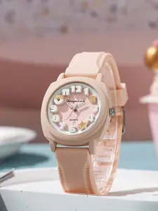 New Fashion Silicone Relief Watch, Stylish Wristwatch for Women, Square Quartz Watch Band, Simple Candy Color Quartz Watch