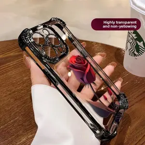 Fashion Rose Phone Case for 15 16 Plus 14 13 12 11 Pro Max, No  Yellowing Shockproof Four-corner Airbag Electroplating  Phone Cover for Women and Girls