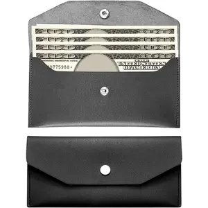 Pu Leather  Envelope Wallet -   Stuffing Wallet for Men and Women -Black