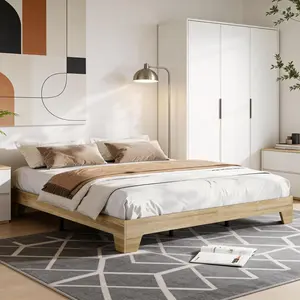 Garvee King Size Platform Wood Bed Frame with Strong Wooden Slats, No Box Spring Needed, Minimalist and Contemporary Bedroom Furniture, Easy Assembly, Durable and Stylish Design