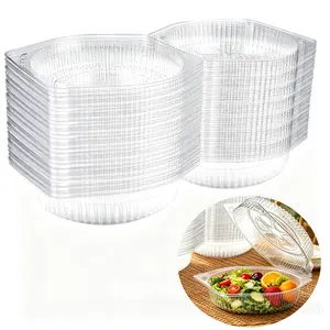 40PCS 6'' Disposable Pie Keeper Clear Plastic Dessert Containers with Hinged Locking Lids Round Pie Carrier Clamshell Takeout Food Containers for Flan Doughnut Cookies Salads Fruits Vegetables